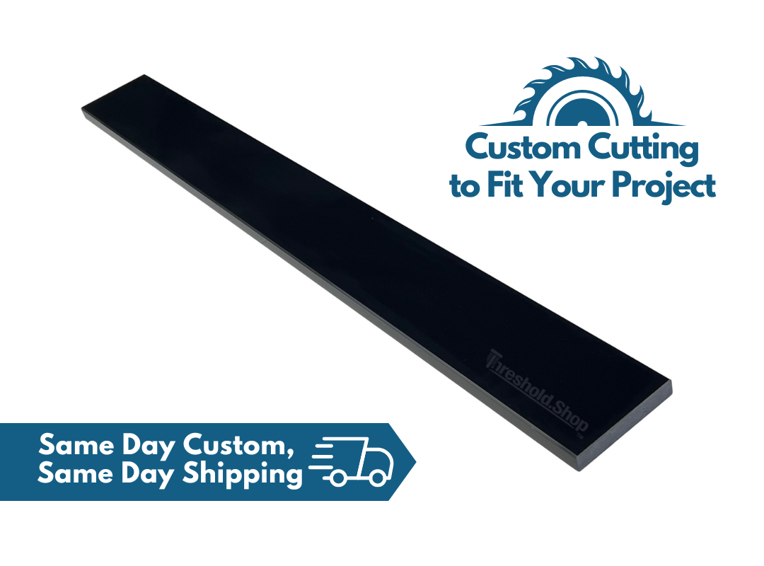 Super Black Engineered Marble Threshold, Eased Edge Design, Same Day Custom, Same Day Shipping
