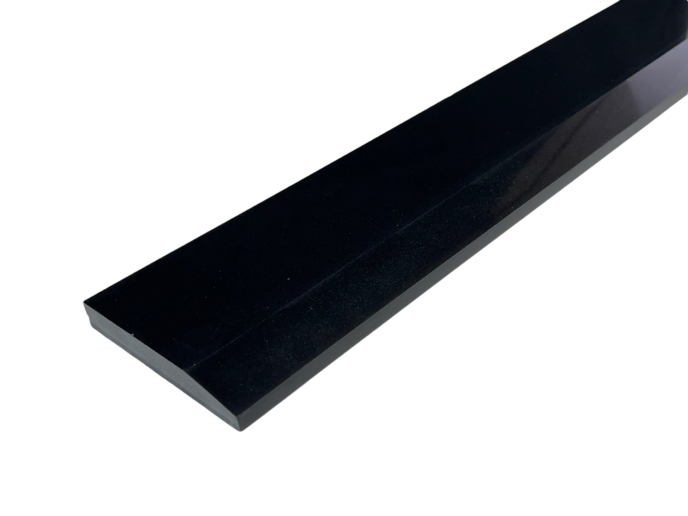 Super Black Engineered Marble Threshold, Single Hollywood Bevel, White background