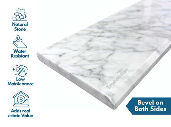 White Carrara Marble Threshold, Double Bevel Design, description of the material strength